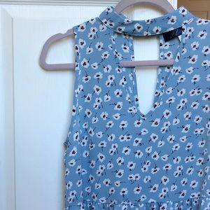 Light Blue Floral Peplum Top